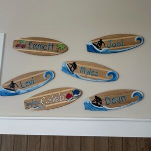 Bamboo wooden surfboard wall art decor personLized by artist